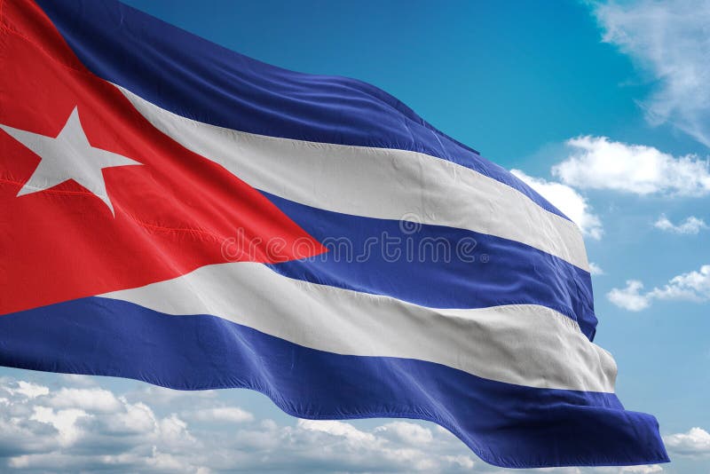 De nationale vlag die van Cuba blauwe hemel realistische 3d illustratie golven als achtergrond stock illustratie De nationale vlag die van Cuba blauwe hemel realistische 3d illustratie golven als achtergrond stock illustratie