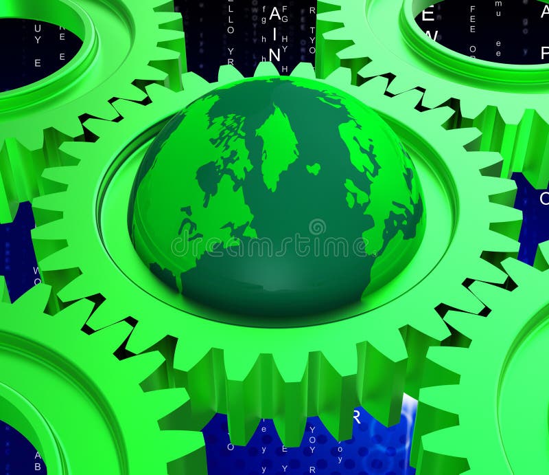 De netwerkcomputer vertegenwoordigt Globale Mededelingen en Gegevensverwerking vector illustratie De netwerkcomputer vertegenwoordigt Globale Mededelingen en Gegevensverwerking vector illustratie