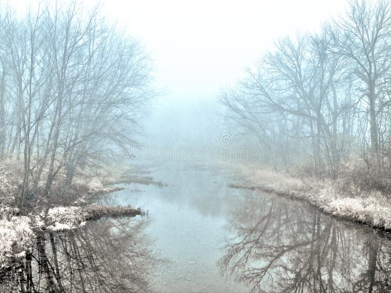 De nevelige Kreek van de Winter De nevelige Kreek van de Winter
