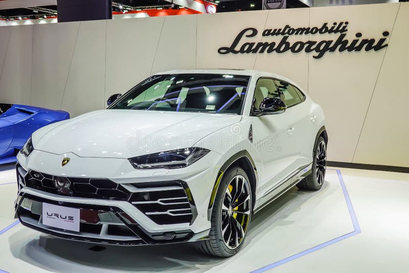 De Nieuwe super SUV auto van Lamborghini Urus op vertoning in Internationale de Motorshow 2019 Nonthaburi, Thailand van 40ste Ban royalty-vrije stock foto's De Nieuwe super SUV auto van Lamborghini Urus op vertoning in Internationale de Motorshow 2019 Nonthaburi, Thailand van 40ste Ban royalty-vrije stock foto's