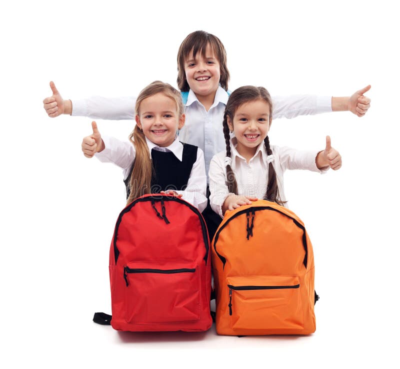 De nouveau au concept d'école avec les enfants heureux photo stock