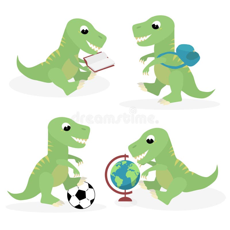 De nouveau au dinosaure mignon de trex d'étudiant d'école illustration de vecteur De nouveau au dinosaure mignon de trex d'étudiant d'école illustration de vecteur