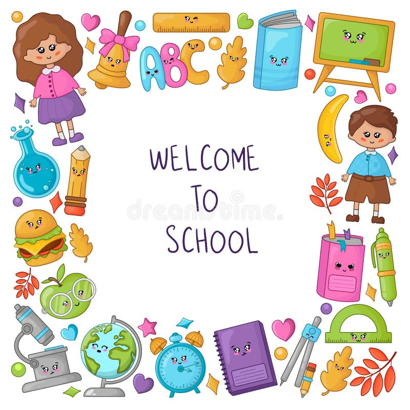 De nouveau à l'école Kawaii illustration libre de droits De nouveau à l'école Kawaii illustration libre de droits