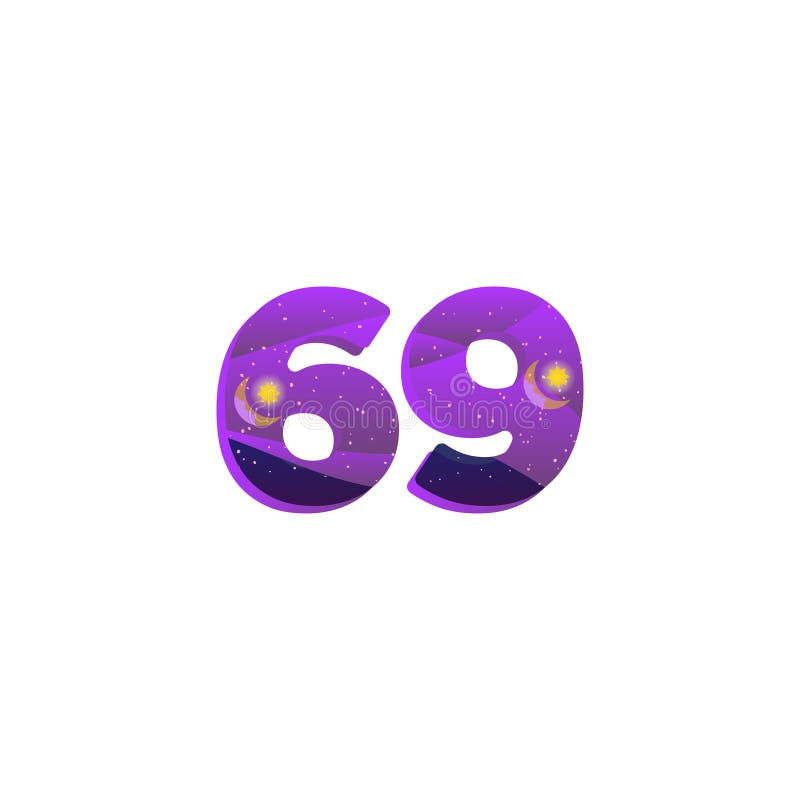 69 de numere creative personalizate unice, creative, colorate, cu stea și lună stock illustration