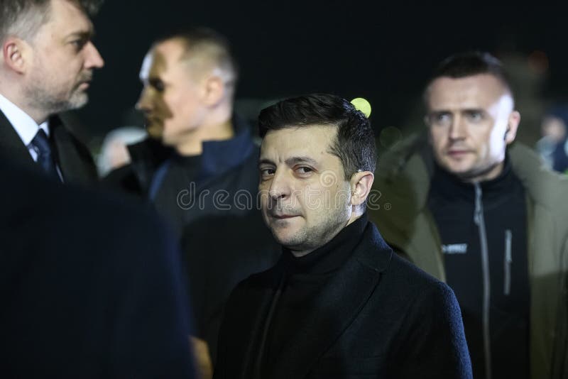 De Oekraïense president Volodymyr Zelenskiy op de internationale luchthaven van Boryspil bij Kiev, Oekraïne, 29 december 2019 royalty-vrije stock afbeelding De Oekraïense president Volodymyr Zelenskiy op de internationale luchthaven van Boryspil bij Kiev, Oekraïne, 29 december 2019 royalty-vrije stock afbeelding