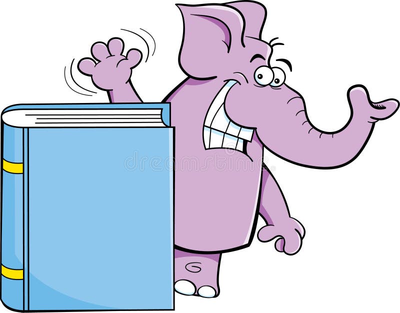 De olifant van het beeldverhaal met een boek royalty-vrije illustratie De olifant van het beeldverhaal met een boek royalty-vrije illustratie
