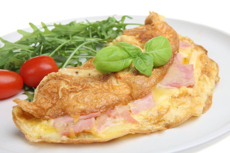 De Omelet van de ham & van de Kaas royalty-vrije stock afbeeldingen De Omelet van de ham & van de Kaas royalty-vrije stock afbeeldingen