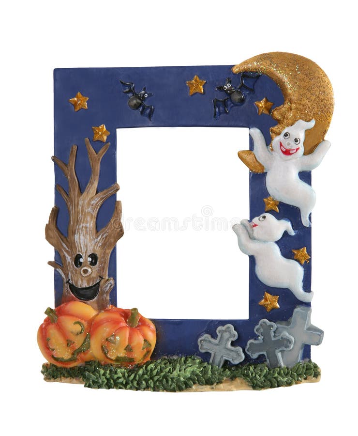 A Halloween themed picture frame isolated over white. A Halloween themed picture frame isolated over white