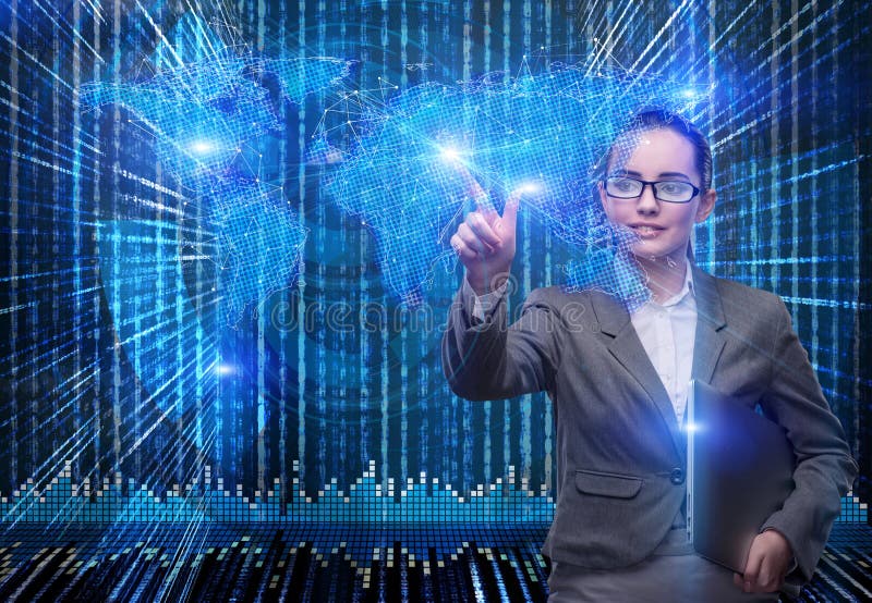 De zakenvrouw in het concept van wereldwijd zakendoen royalty-vrije stock foto