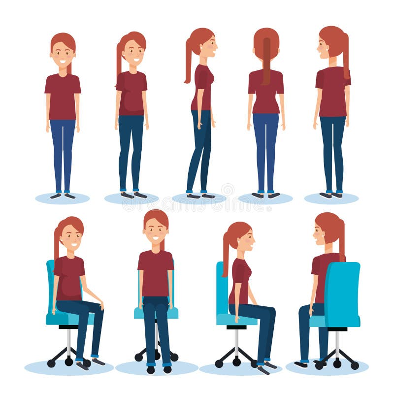 De onderneemsters die op bureau stellen zitten voor en bevinden zich royalty-vrije illustratie De onderneemsters die op bureau stellen zitten voor en bevinden zich royalty-vrije illustratie