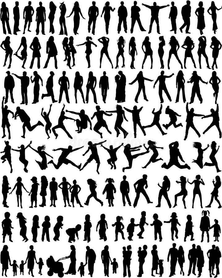 De onderworpen Silhouetten van Mensen vector illustratie De onderworpen Silhouetten van Mensen vector illustratie