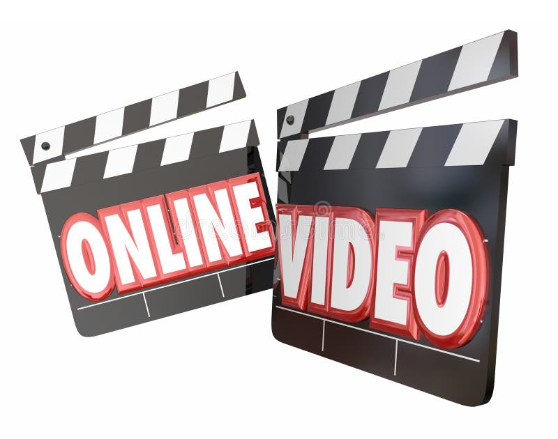 Online Video movie clappers to watch or view streaming movie content on an internet website for an audience. Online Video movie clappers to watch or view streaming movie content on an internet website for an audience