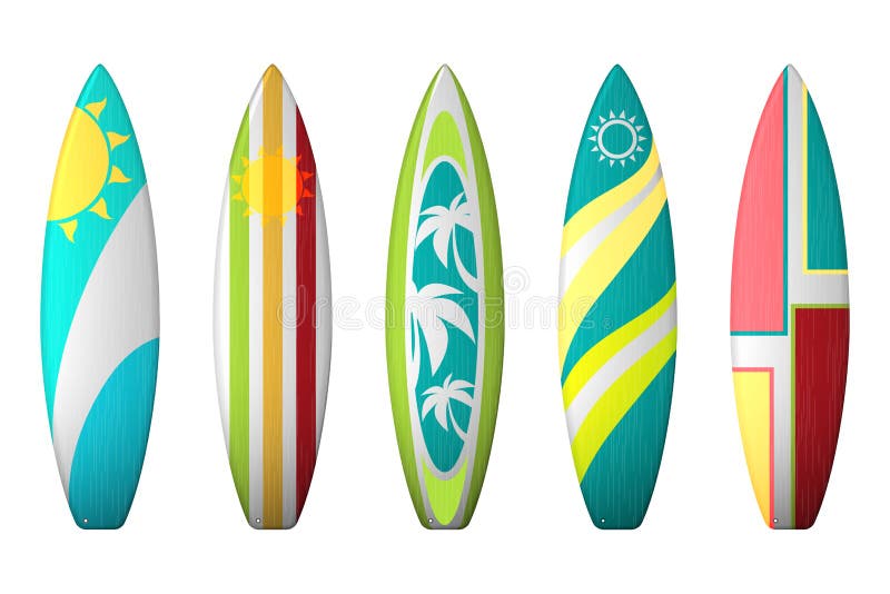 De ontwerpen van de brandingsraad De vectorreeks van de surfplankkleuring