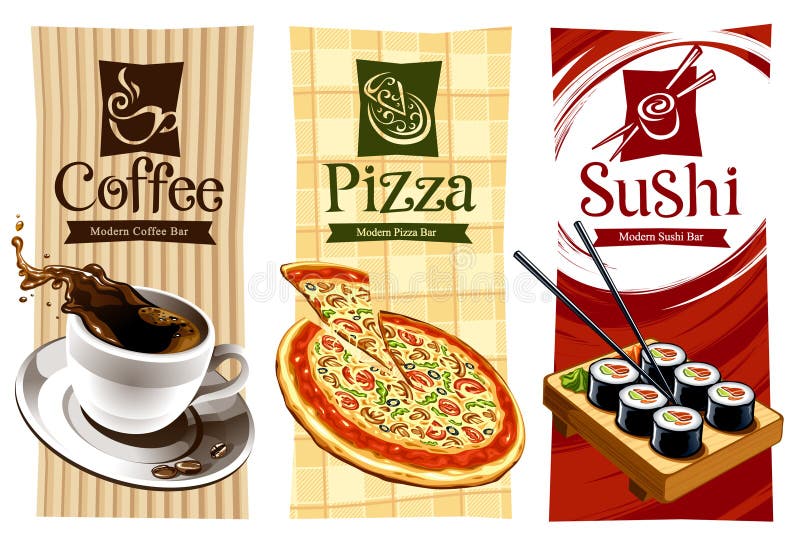 De ontwerpen van het malplaatje van voedselbanners stock illustratie De ontwerpen van het malplaatje van voedselbanners stock illustratie