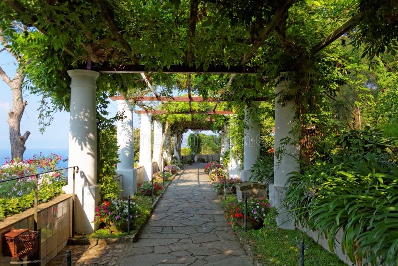 The public gardens of the Villa San Michele, Capri island, Mediterranean Sea, Italy, Europe. The public gardens of the Villa San Michele, Capri island, Mediterranean Sea, Italy, Europe