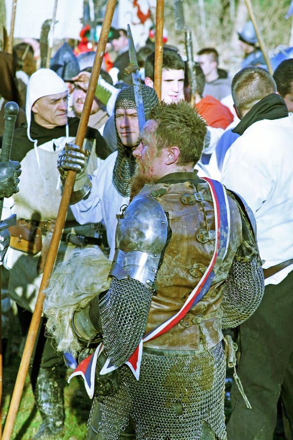 De opstand a van boeren D 1573 , strijders, het weer invoeren van de definitieve slag, 26, Stubica, Kroatië, 2016 royalty-vrije stock foto's De opstand a van boeren D 1573 , strijders, het weer invoeren van de definitieve slag, 26, Stubica, Kroatië, 2016 royalty-vrije stock foto's