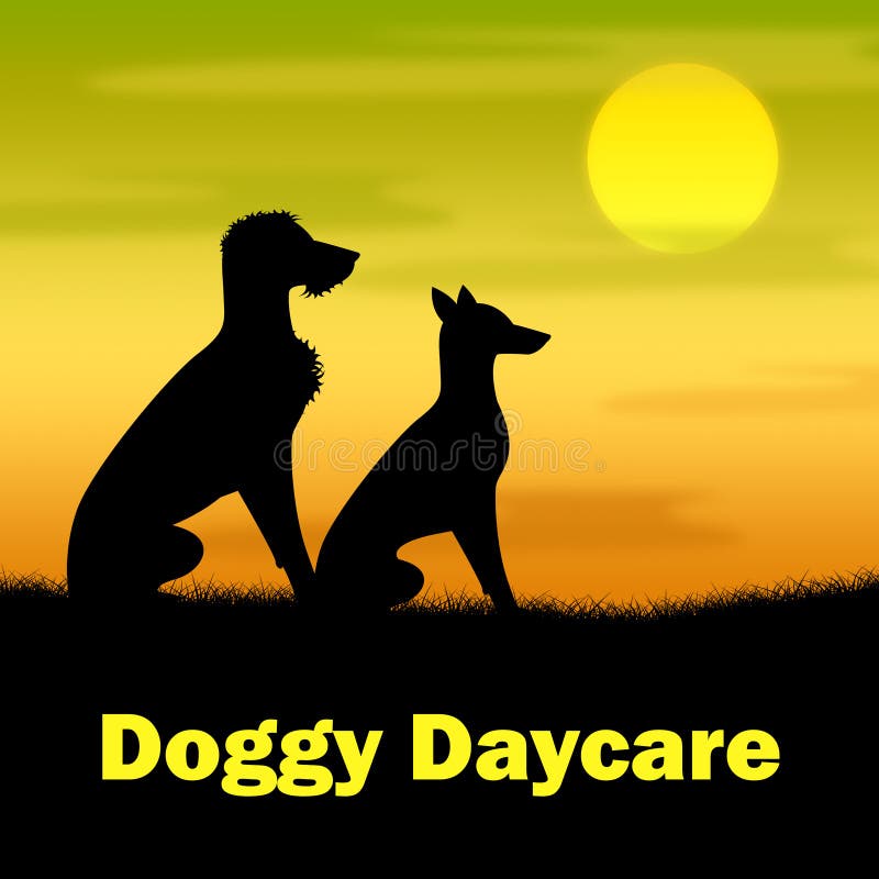 Doggy Daycare Indicating Grassy Canines And Night. Doggy Daycare Indicating Grassy Canines And Night