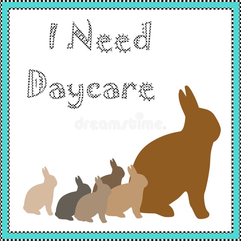 Rabbit family brown bunnies in blue frame illustration. Rabbit family brown bunnies in blue frame illustration