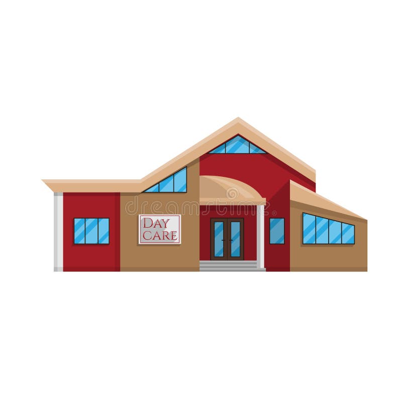 Daycare building in flat style isolated on white background Vector illustration. Kindergarten Pre-school education, a place where many children symbol for your projects. Daycare building in flat style isolated on white background Vector illustration. Kindergarten Pre-school education, a place where many children symbol for your projects.