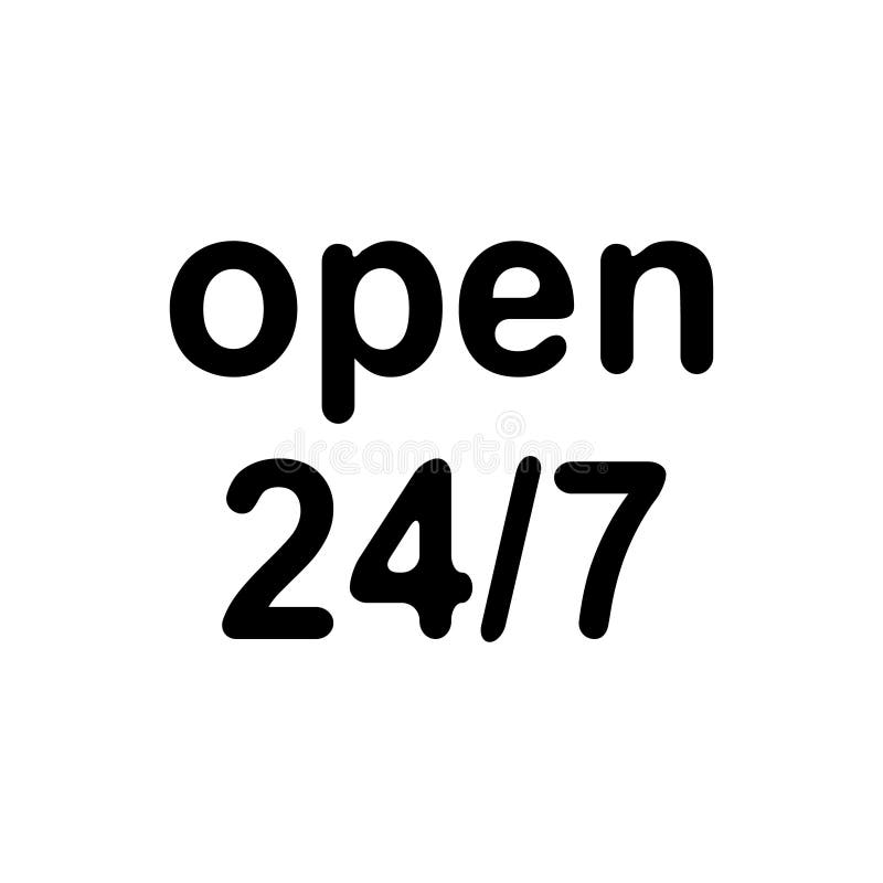 24 7 de ore de funcționare deschise 24 de ore pe zi și 7 zile vector illustration