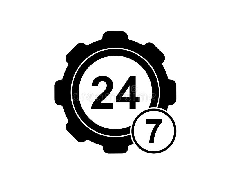 24 de ore de serviciu pe săptămână deschis 24 de ore pe zi și 7 zile pe săptămână royalty free illustration