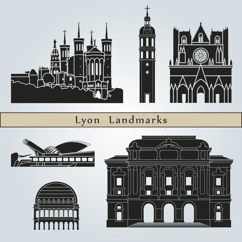 De oriëntatiepunten en de monumenten van Lyon