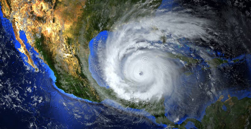 De orkaan nadert het Amerikaanse continent dat zichtbaar is boven de Aarde, een uitzicht vanuit de satelliet Elementen van deze a De orkaan nadert het Amerikaanse continent dat zichtbaar is boven de Aarde, een uitzicht vanuit de satelliet Elementen van deze a