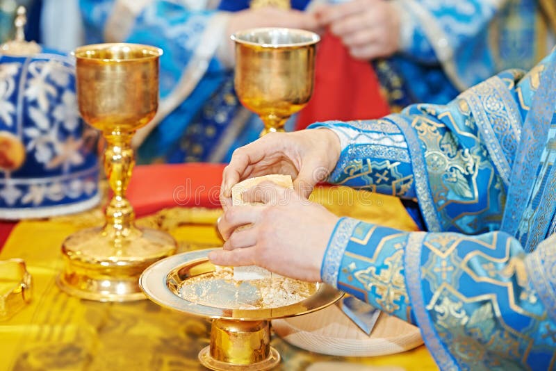 De orthodoxe Christian ceremonie van het euharistsacrament
