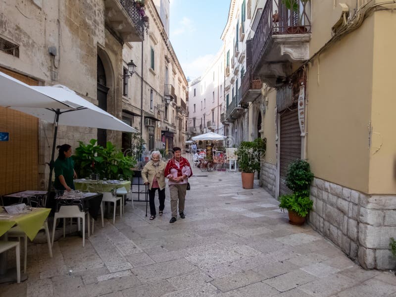 Characteristic alleys in the historic center of Bari. Region Puglia, southern Italy. Characteristic alleys in the historic center of Bari. Region Puglia, southern Italy