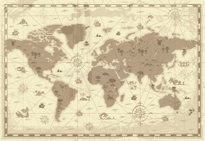 De oude kaart van de Wereld