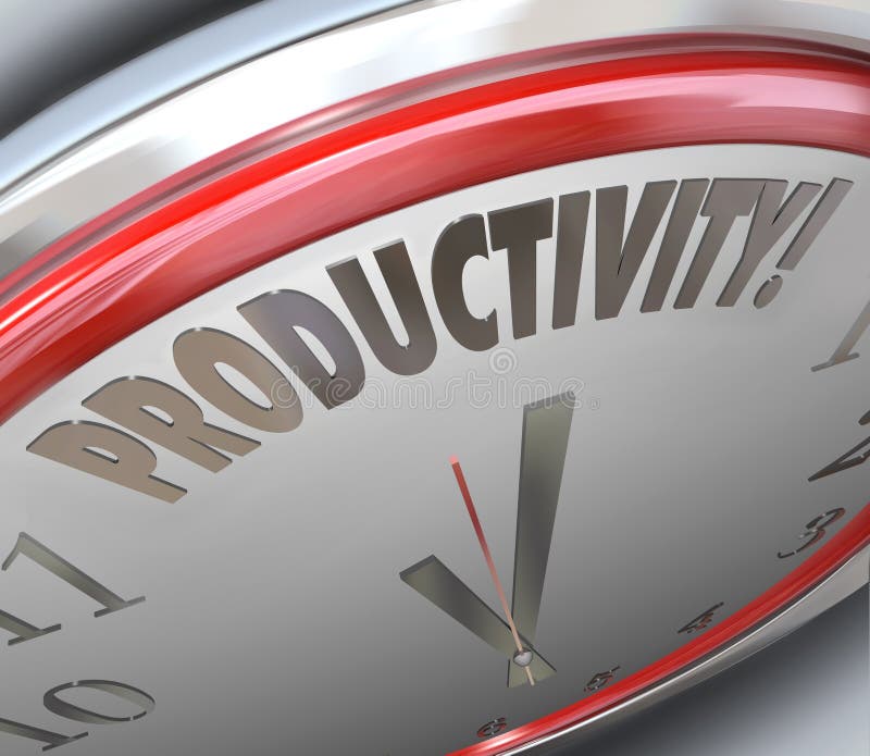 Productivity word on a clock to increase efficiency of output and get more done in less time, being more productive in the hours and minutes you have to work. Productivity word on a clock to increase efficiency of output and get more done in less time, being more productive in the hours and minutes you have to work