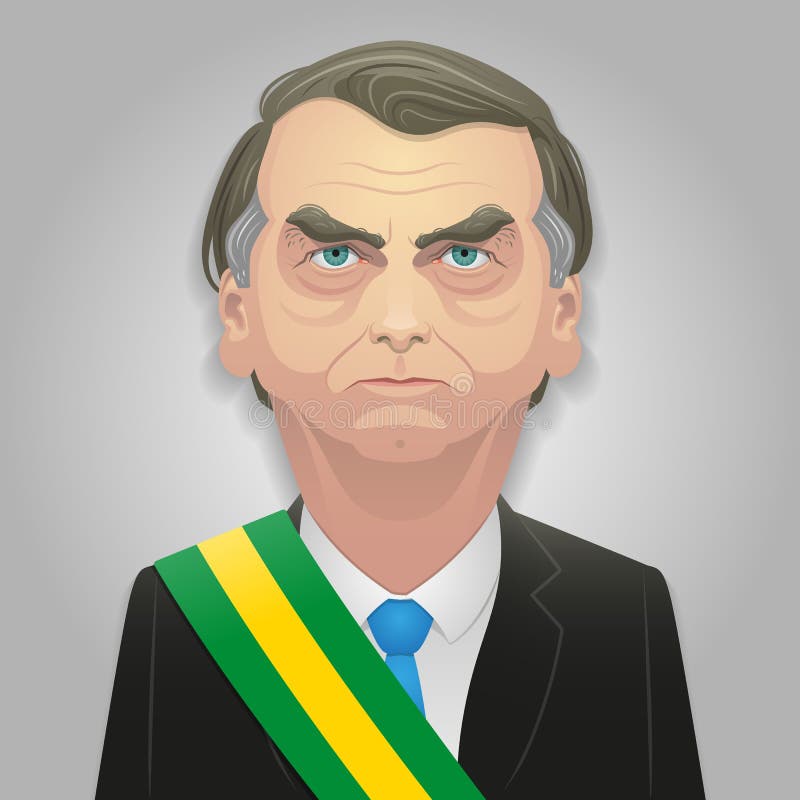 7 de outubro de 2018 - caricatura de Jair Bolsonaro, possivelmente presidente seguinte de Brasil ilustração stock 7 de outubro de 2018 - caricatura de Jair Bolsonaro, possivelmente presidente seguinte de Brasil ilustração stock