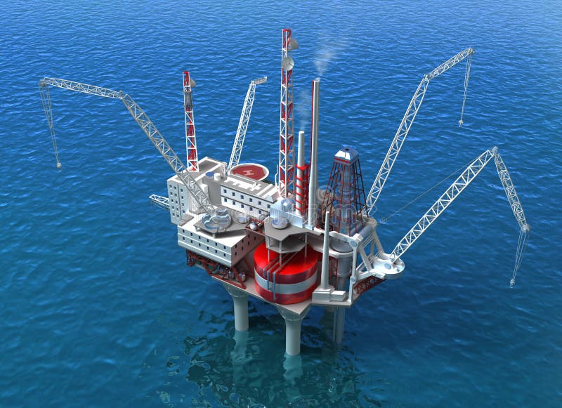 Sea Oil Rig Drilling Structure. 3D image. Sea Oil Rig Drilling Structure. 3D image.
