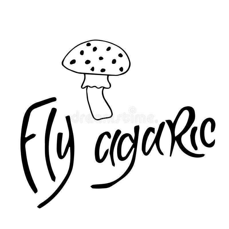 De paddestoelen van de vliegplaatzwam op witte achtergrond, zwarte inkt, illustratie, handtekening worden geïsoleerd die stock illustratie De paddestoelen van de vliegplaatzwam op witte achtergrond, zwarte inkt, illustratie, handtekening worden geïsoleerd die stock illustratie