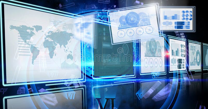 De panelen van de technologieinterface royalty-vrije illustratie