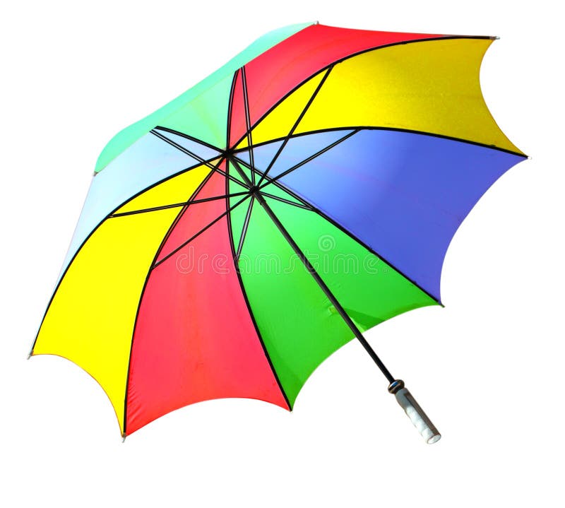 Colorful wind resistant golf umbrella, isolated on white, clipping path included. Colorful wind resistant golf umbrella, isolated on white, clipping path included