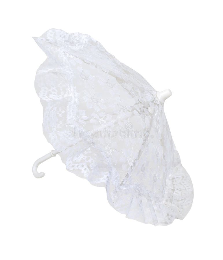 White lace umbrella with a rounded handle - path included. White lace umbrella with a rounded handle - path included
