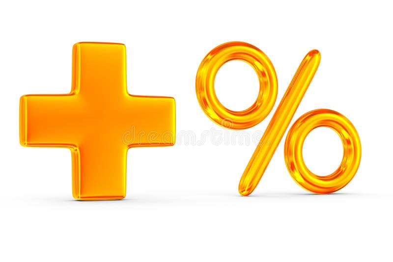 Increase percent on white background. Isolated 3D image. Increase percent on white background. Isolated 3D image