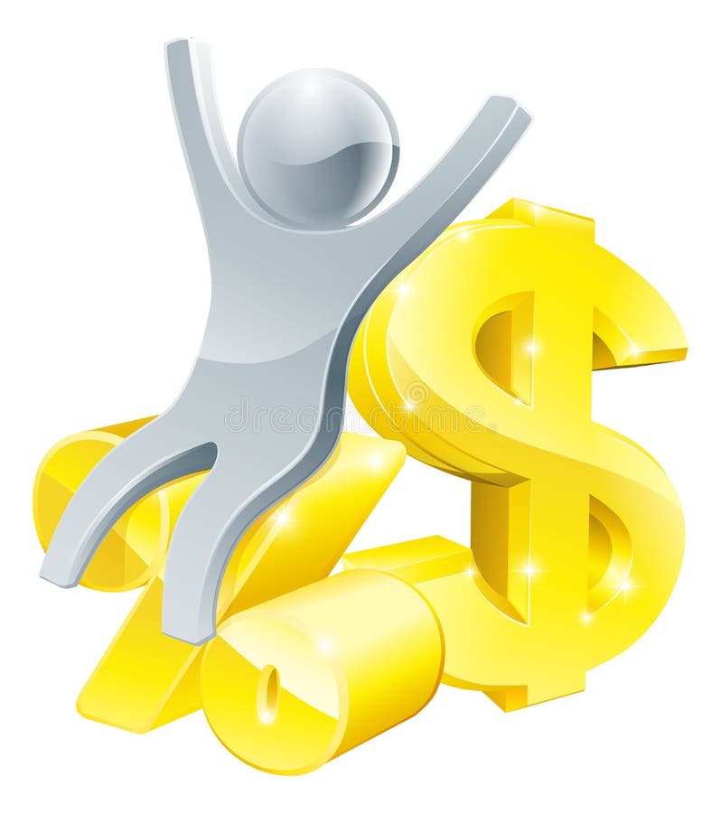 De persoon van het tariefapril van het dollarpercentage stock illustratie De persoon van het tariefapril van het dollarpercentage stock illustratie