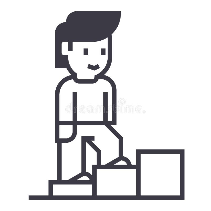 De persoonlijke groei, mensentreden op vectorlijnpictogram, teken, illustratie op achtergrond, editable slagen vector illustratie De persoonlijke groei, mensentreden op vectorlijnpictogram, teken, illustratie op achtergrond, editable slagen vector illustratie