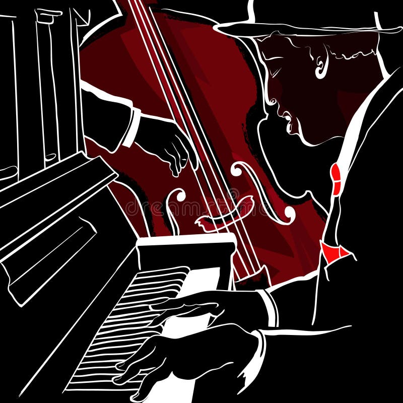 De piano en de dubbel-baarzen van de jazz royalty-vrije illustratie De piano en de dubbel-baarzen van de jazz royalty-vrije illustratie