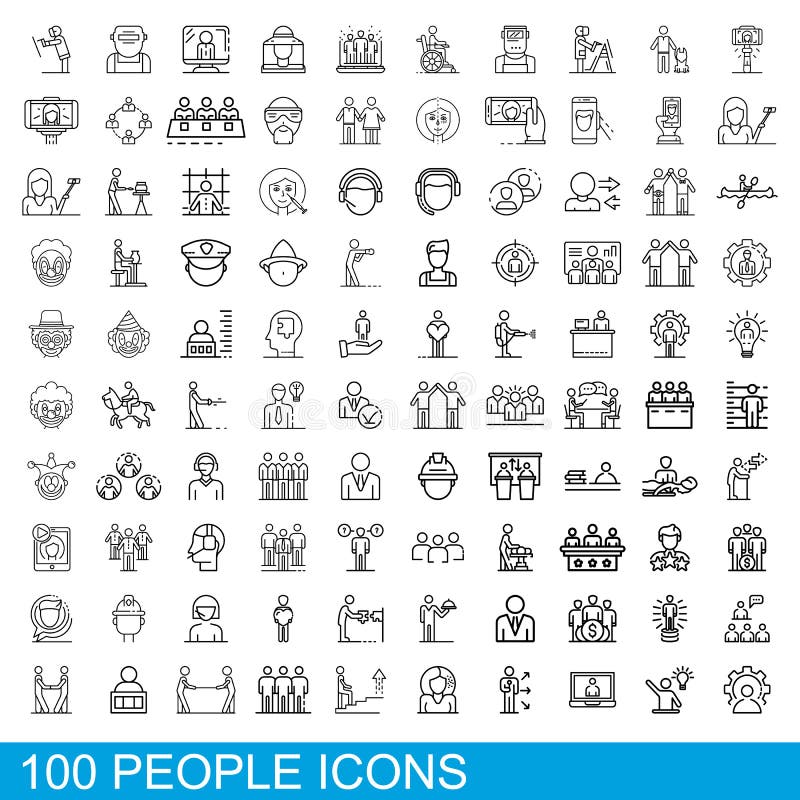 100 de pictograme de persoane setează stilul schiță royalty free illustration