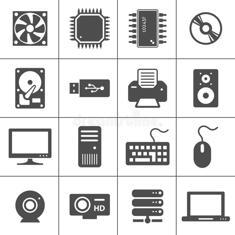 De Pictogrammen van de Hardware van de computer vector illustratie De Pictogrammen van de Hardware van de computer vector illustratie