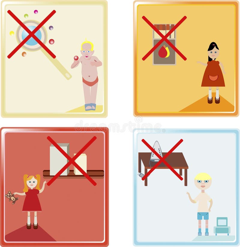 De pictogrammen van de jonge geitjesveiligheid royalty-vrije illustratie De pictogrammen van de jonge geitjesveiligheid royalty-vrije illustratie