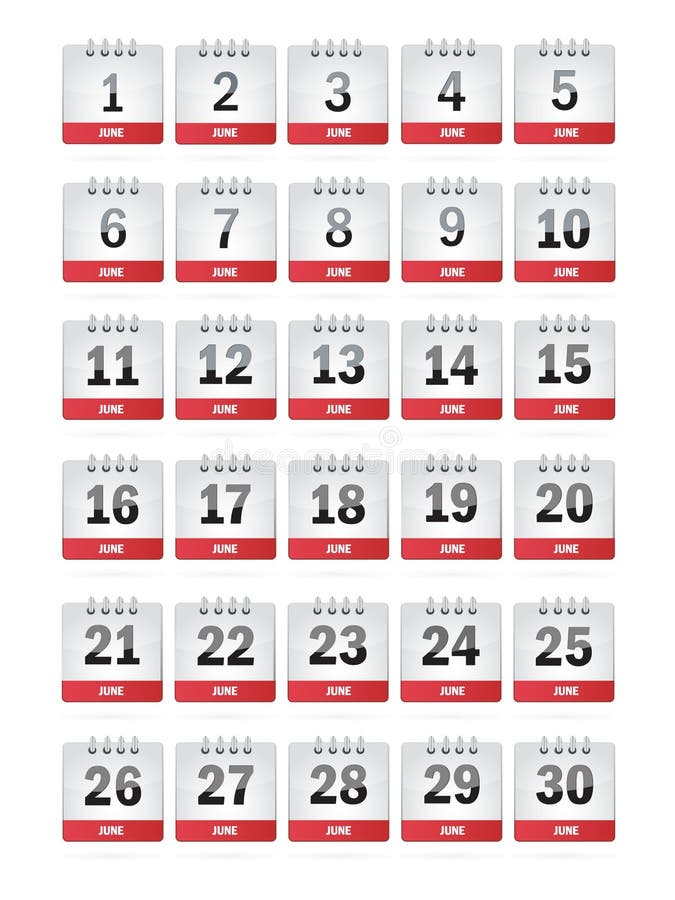 De Pictogrammen van de Kalender van juni stock illustratie De Pictogrammen van de Kalender van juni stock illustratie