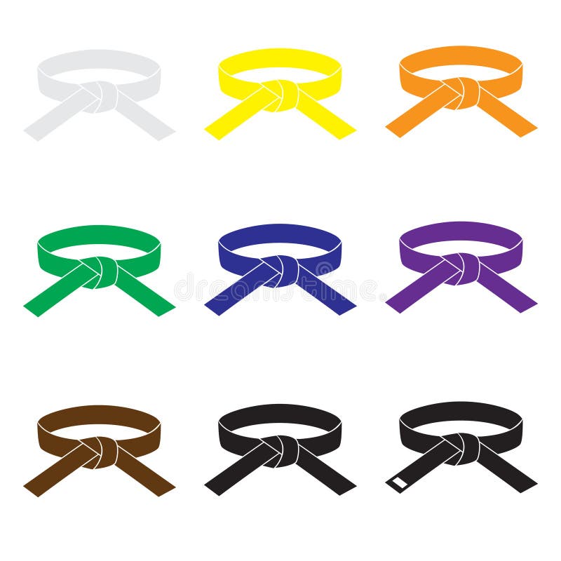 De pictogrammen van de kleurenriemen van karatevechtsporten geplaatst eps10