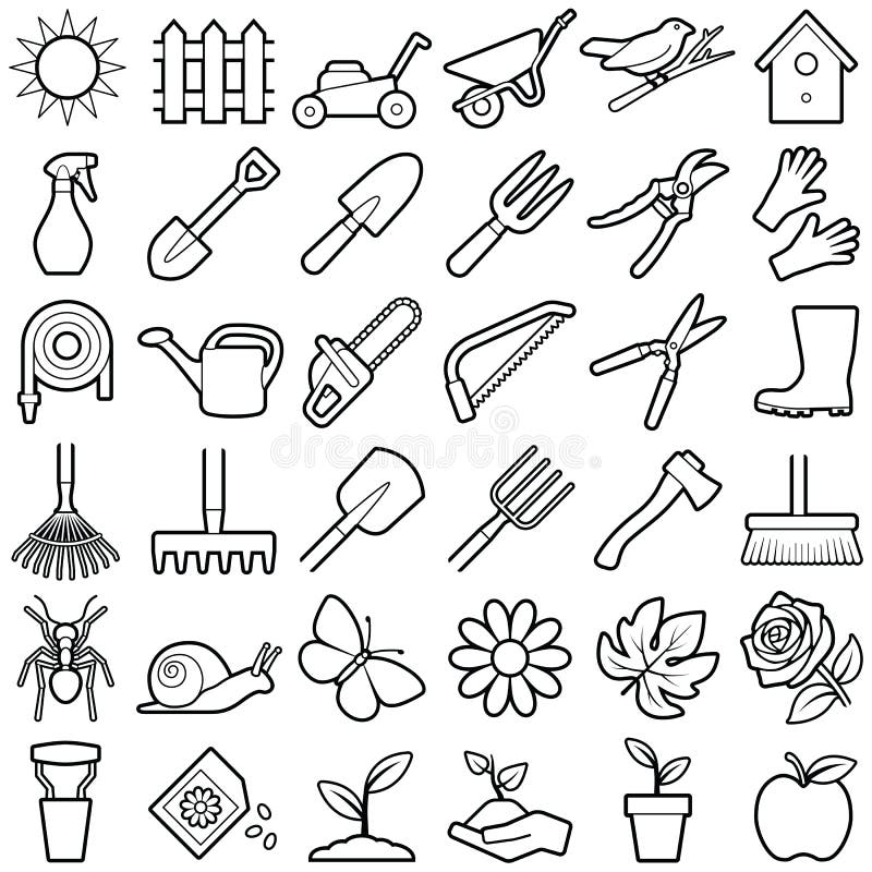 De pictogrammen van de tuin vector illustratie