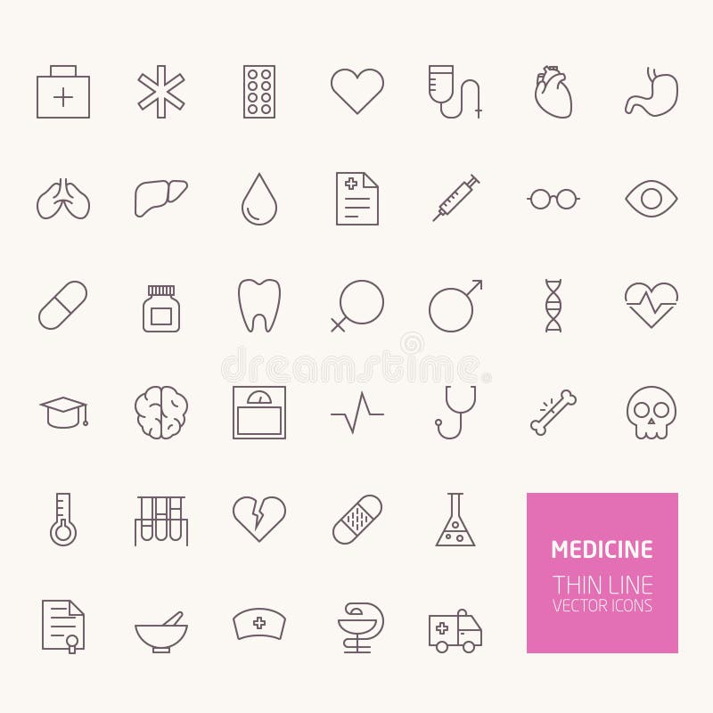 De Pictogrammen van het geneeskundeoverzicht stock illustratie De Pictogrammen van het geneeskundeoverzicht stock illustratie