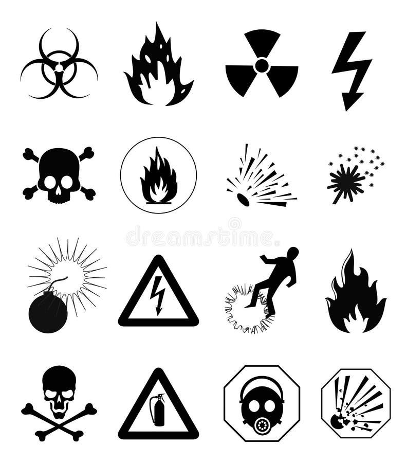 De pictogrammen van het gevaar stock illustratie De pictogrammen van het gevaar stock illustratie