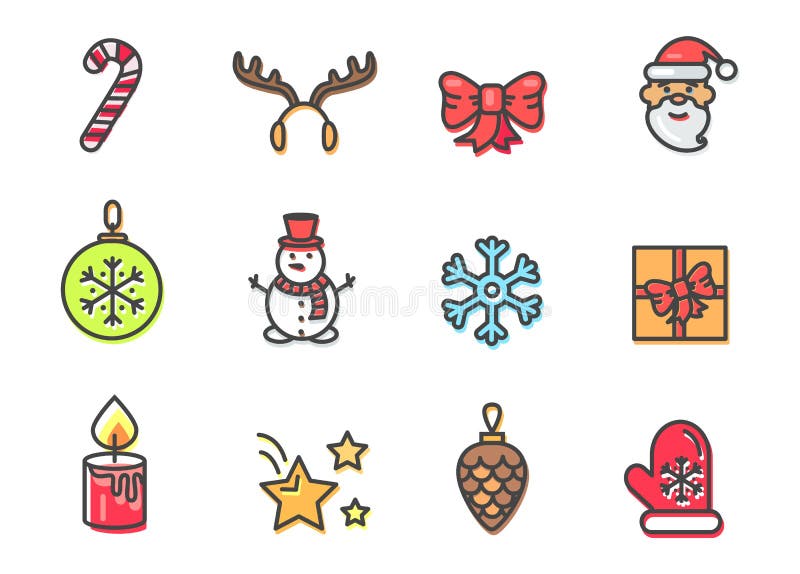De Pictogrammen van het Kerstmisthema Geplaatst Vectorillustratie vector illustratie De Pictogrammen van het Kerstmisthema Geplaatst Vectorillustratie vector illustratie